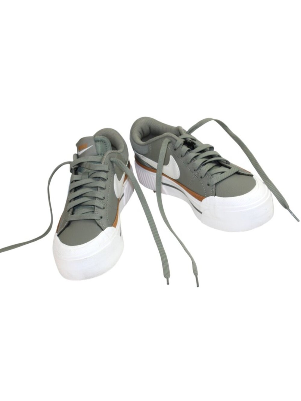 Nike Court Legacy Lift Finish Line Dusty Olive Platform Casual Lace-Up Sneakers - Picture 5 of 11
